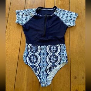 Navy Blue Patterned Swimwear